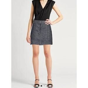 LVIR LA Project Mélange Denim Mini Skirt Blue Sz M Zip Fly Mid Wash Pockets NWT